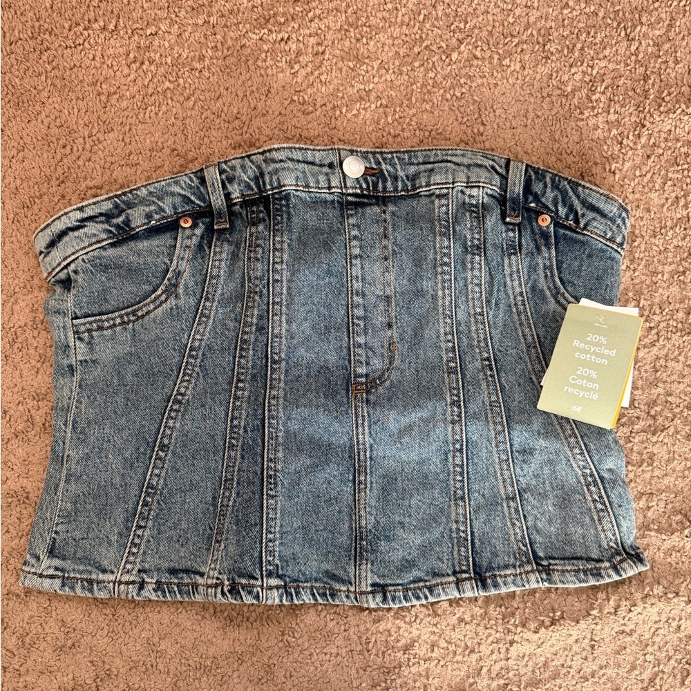 H&M Recycled Cotton Denim Corset Side Zip closure